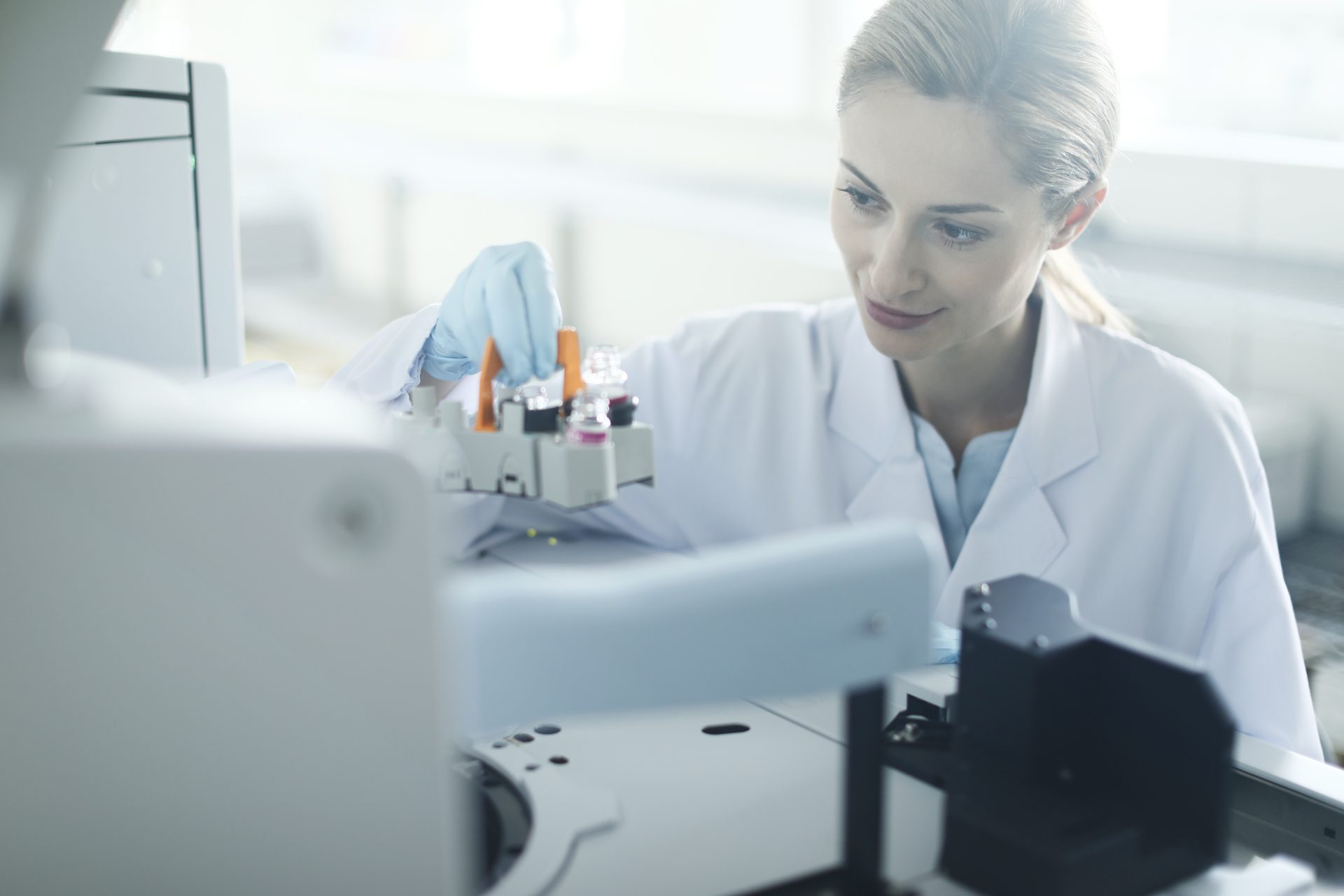 Clinical technologist setting reagents